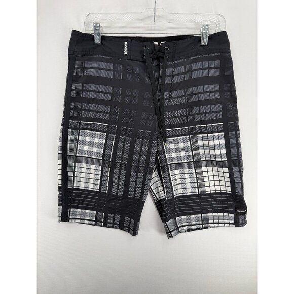 Hurley Other - Hurley Board Shorts Mens 34 10" Crosshatch Striped AOP Beach Swim Trunks